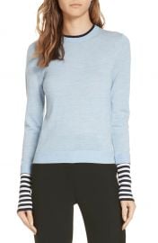 Veronica Beard Avory Contrast Cuff Merino Wool Sweater   Nordstrom at Nordstrom